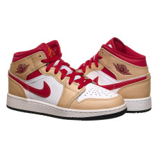 Кросівки жіночі Jordan 1 Mid Light Cardinal Curry (Gs) (554725-201)